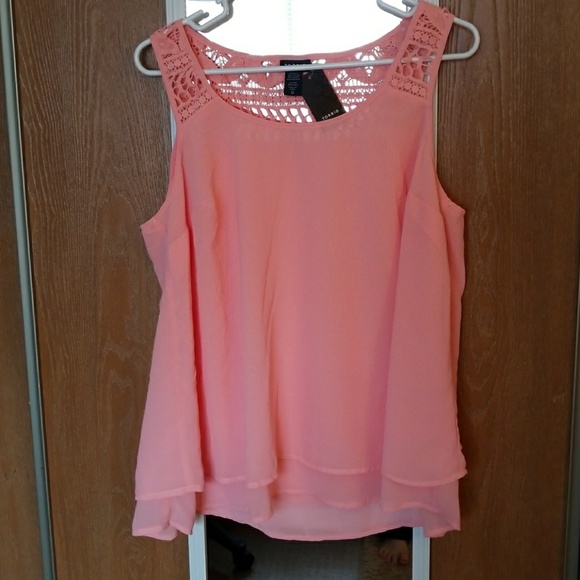 Torrid Chffon Layered Tank-Peach - Picture 1 of 2